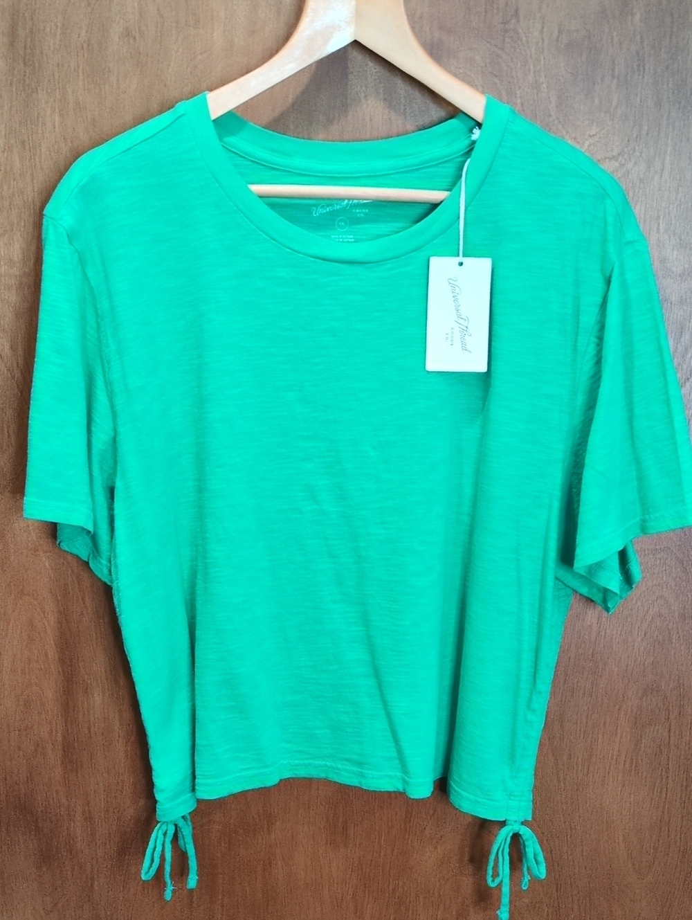 Universal Thread Short-Sleeve Crop Top with Tie Hem In Catmint Size XXL